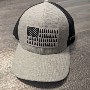 Columbia Men's Gray and Black Flag Patch Trucker Hat